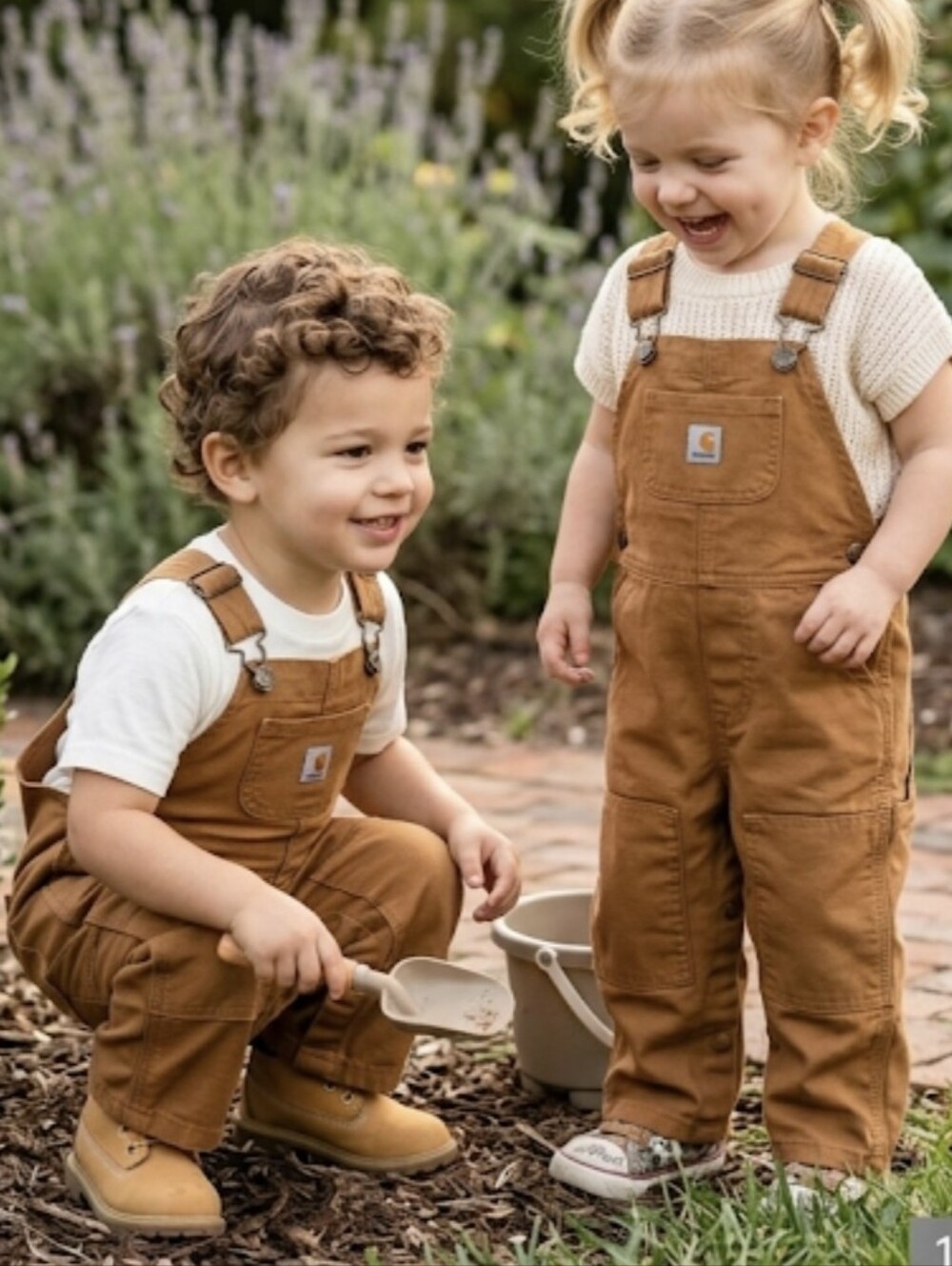 Carhartt Bib Overalls Toddler 18 Months Brown Cotton Canvas Double Knee Snap Leg
